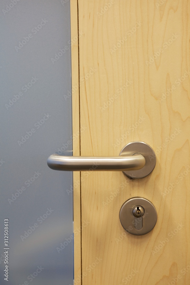Closed door with doorknob Closed door with doorknob