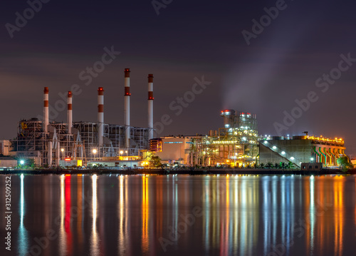 Electrical power plant in night,Bangkok Thailand
