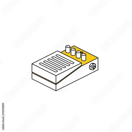Guitar pedal lotion effect. Vector line, 3d stroke isometric, color web icon, new flat style. Creative illustration design, abstract idea for infographics.