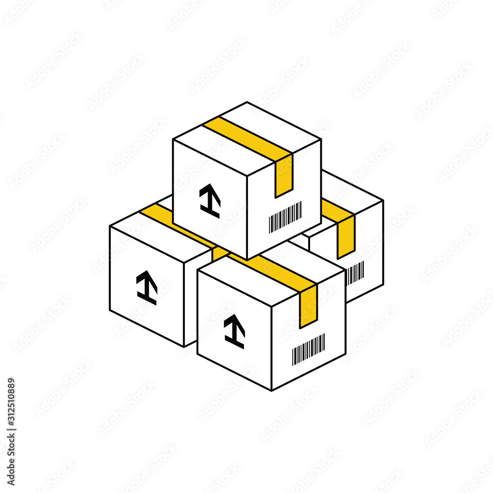 Package delivery parcel. Vector line, 3d stroke isometric, color web icon, new flat style. Creative illustration design, abstract idea for infographics. Package delivery parcel. Vector line, 3d stroke isometric, color web icon, new flat style. Creative illustration design, abstract idea for infographics.
