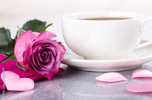 Pink Rose and Cup of Coffee