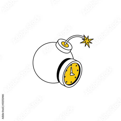 Bomb timer. Vector line, 3d stroke isometric, color web icon, new flat style. Creative illustration design, abstract idea for infographics.
