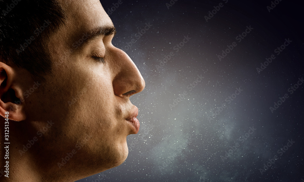Man giving a kiss . Mixed media Man giving a kiss . Mixed media