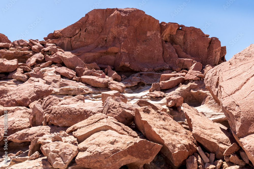 Rocks at Yerba Buenas petroglyph site. Near San Pedro de Atacama.