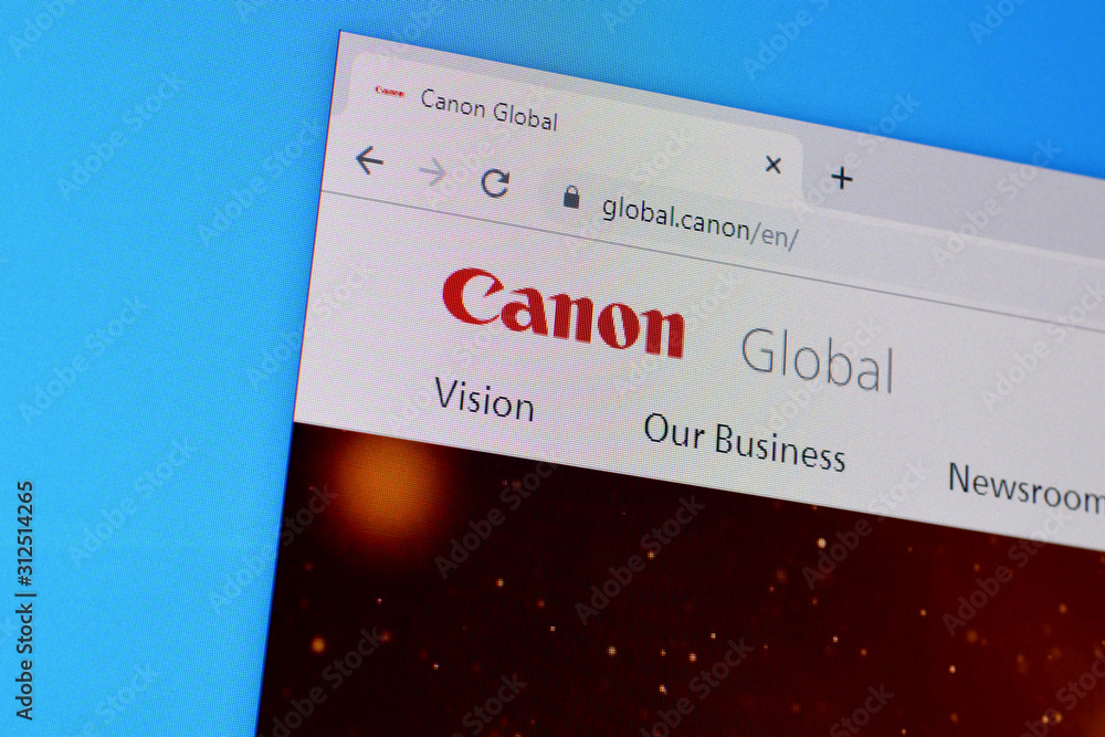 Homepage of canon website on the display of PC, url - global.canon. Stock  Photo | Adobe Stock