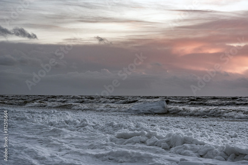Icy baltic sea coast in winter next to Liepaja, Latvia. © Janis Smits