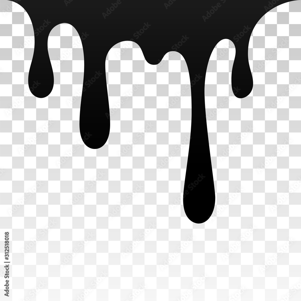 Drip paint. Ink stain. Drop melt liquid isolated on white transparent background. Splash of chocolate, oil, blood. Black splatter syrup, candy sauce, caramel. Color easy to edit. Vector illustration Drip paint. Ink stain. Drop melt liquid isolated on white transparent background. Splash of chocolate, oil, blood. Black splatter syrup, candy sauce, caramel. Color easy to edit. Vector illustration