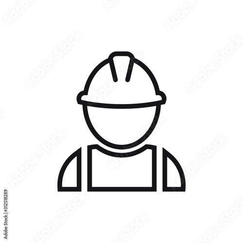 Construction worker icon flat design. Vector illustration.