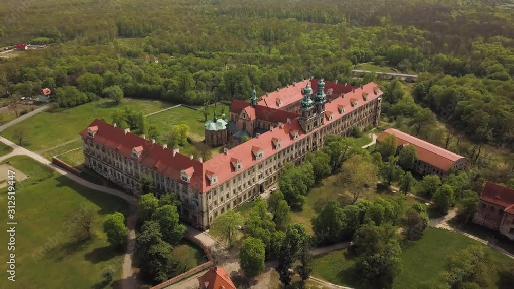 Polish castle Lubiaz. Shot from the drone on the polish castle. Polish castle Lubiaz. Shot from the drone on the polish castle.