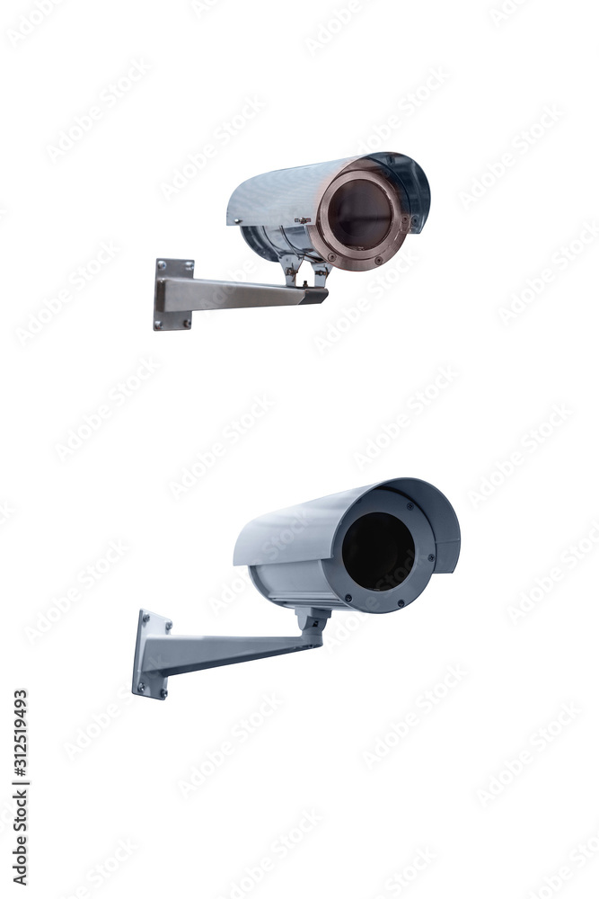 two modern video camera for tracking the situation at the facility isolated on white background two modern video camera for tracking the situation at the facility isolated on white background