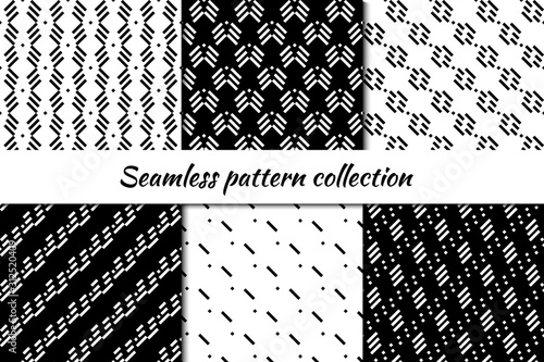 Seamless pattern collection. Geometrical design backgrounds set. Minimal geo print kit. Modern linear ornaments