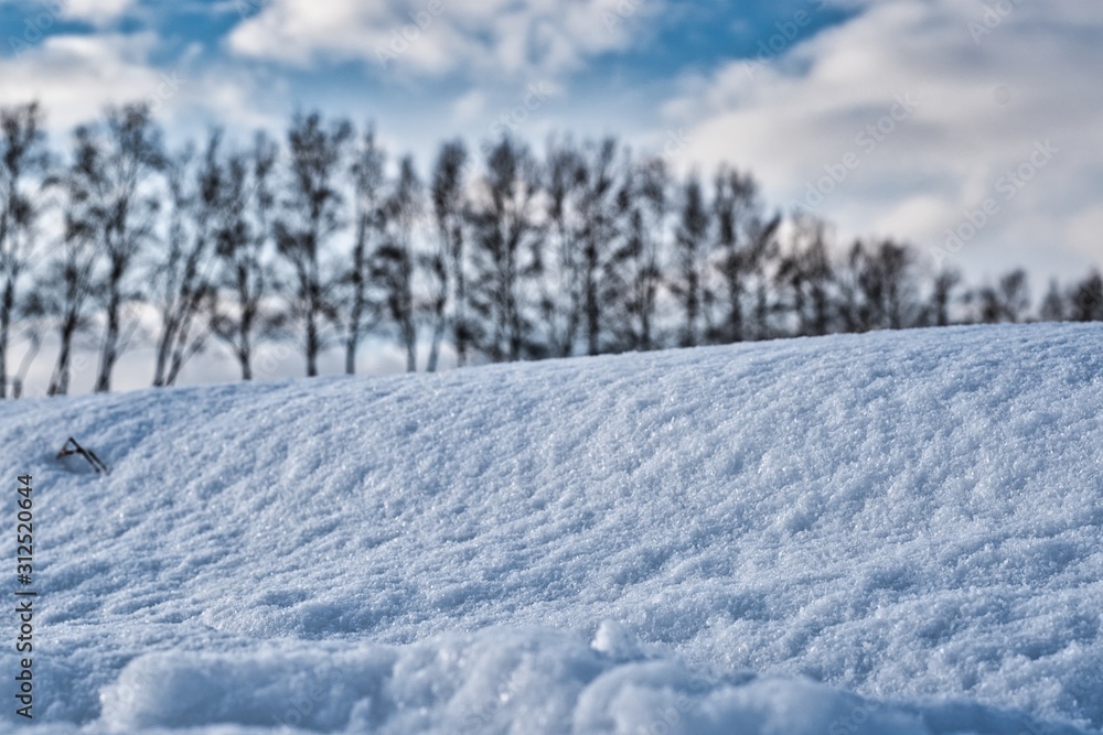 Winter background with pile of snow and blur landscape. Winter background with pile of snow and blur landscape.