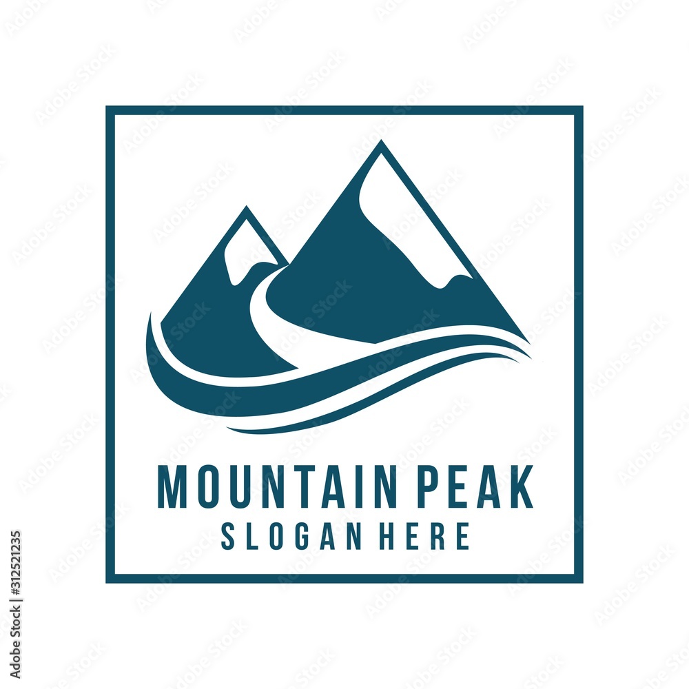 Fototapeta premium Mountains with river logo vector template