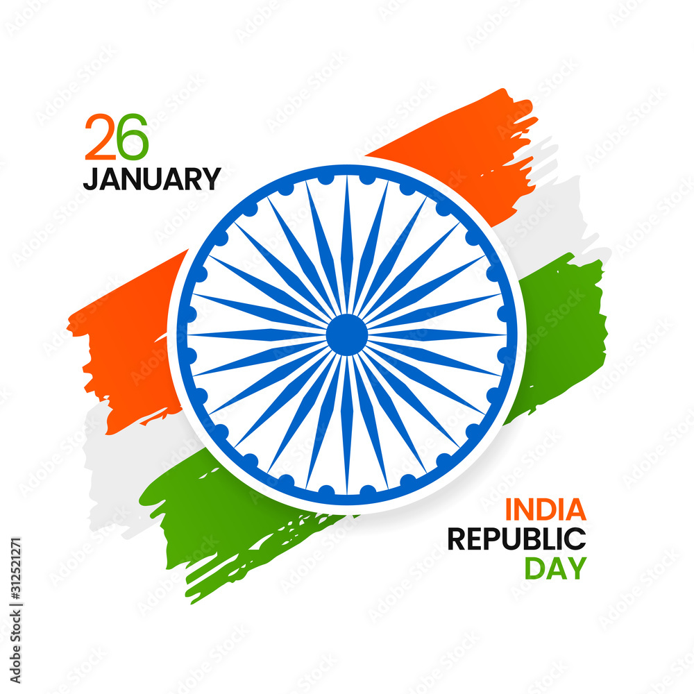 Indian Republic Day celebration poster design with tricolor india grunge  flag background and ashoka chakra symbol vector illustration Stock Vector |  Adobe Stock