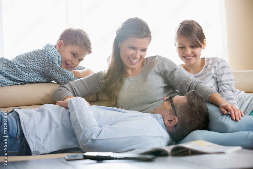 Happy family in living room Happy family in living room