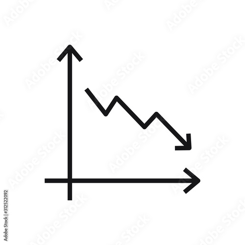 Decrease diagram line icon. Falling graph arrow linear style sign for mobile concept and web design.