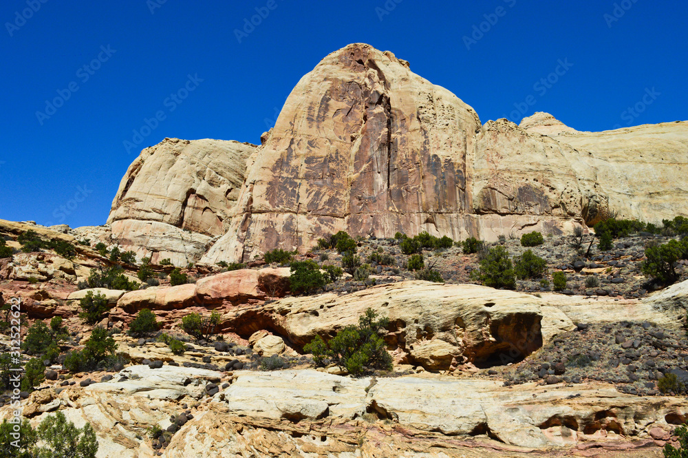 Rock formations of sand stone and beautiful views in the Capitol Reef national park, Utah Rock formations of sand stone and beautiful views in the Capitol Reef national park, Utah