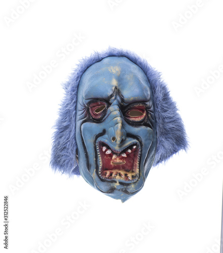 scary blue mask isolated on white background