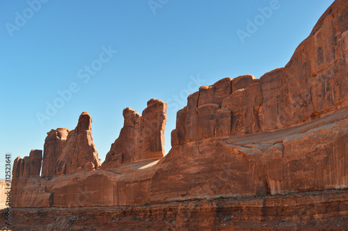 Big stone monuments in desert in the Monument valley near Arizona Utah borders