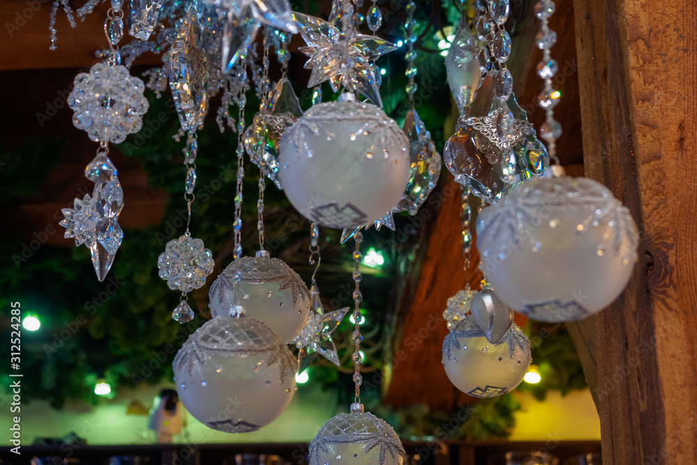 Christmas decorations from white balls