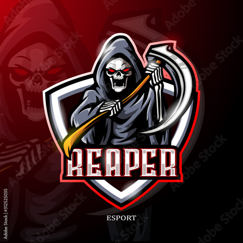 Grim reaper mascot esport logo design.