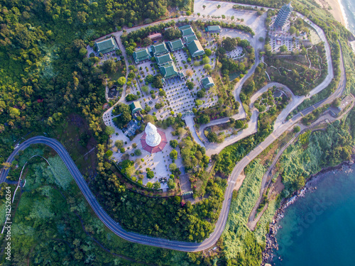 Aerial of Linh Ung pagoda of Da Nang city which is a very famous destination of Da Nang city. photo