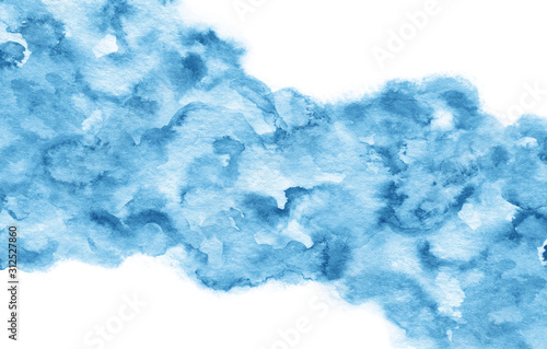 Hand painted blue watercolor background. Abstract texture for invitation or card design.