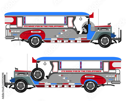 Philippines Jeepney icon vector set