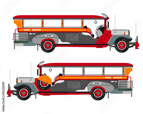 Philippines Jeepney icon vector set