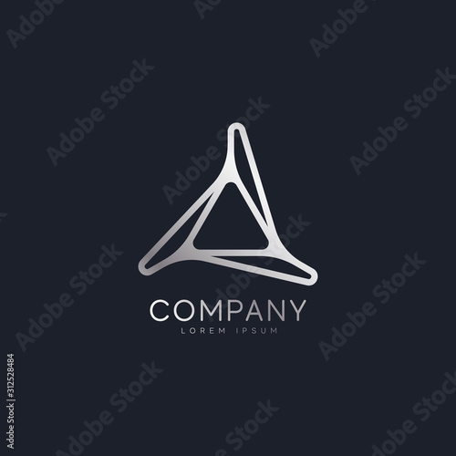 Rounded triangle line modern logo template