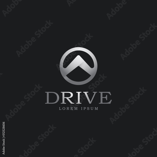 Elegant 3d silver metallic arrow direction logo template
