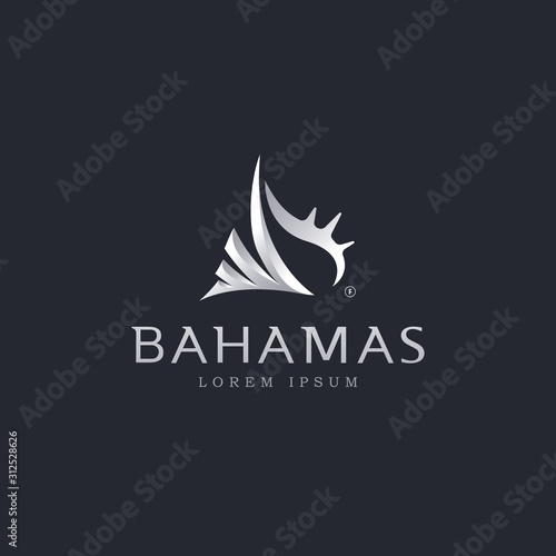 Bahamas seashell silver premium logo template