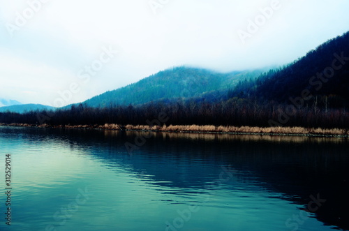 Mountain river water landscape. Wild river in mountains