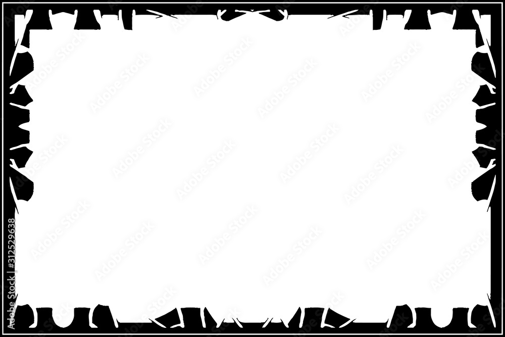 Frame black on white background in grunge style