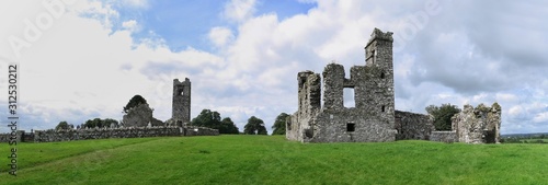 ruins of Slane abbey with cemetery northwest of Dublin