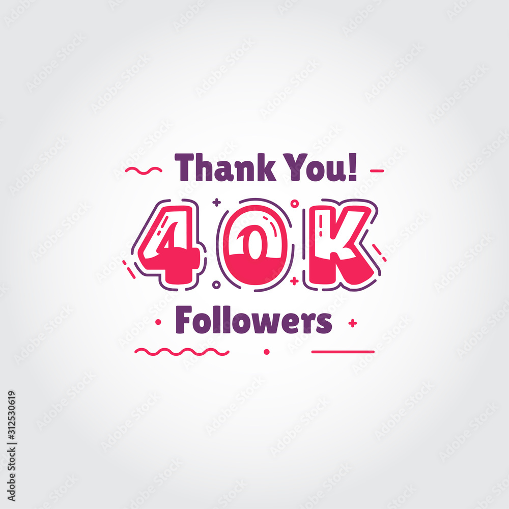 40000 Thank You Followers Vector For Media Social Design
