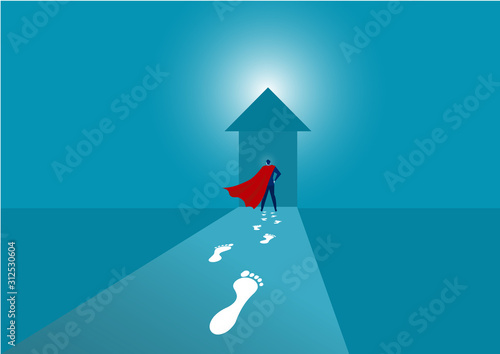 Hero businessman walking forward success vector