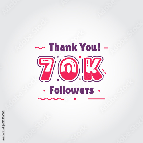 70000 Thank You Followers Vector For Media Social Design