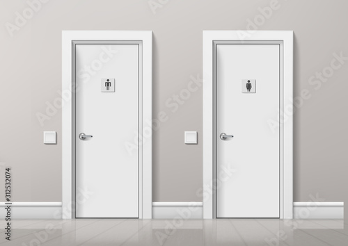 Realistic WC Toilet Doors For Male And Female