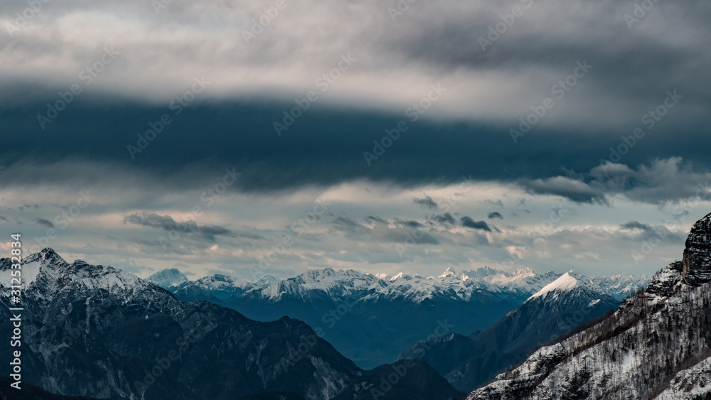 Fototapeta premium Early winter day at Sella Nevea
