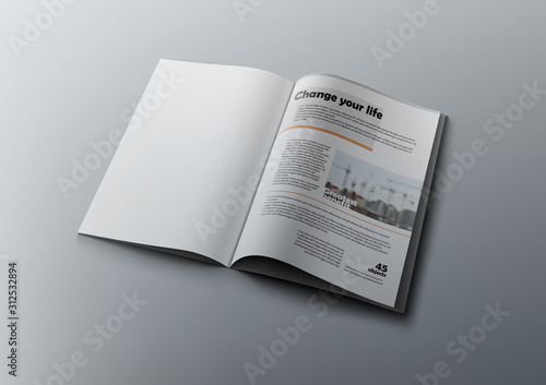 3D Magazine Design Concept. Clean White Page