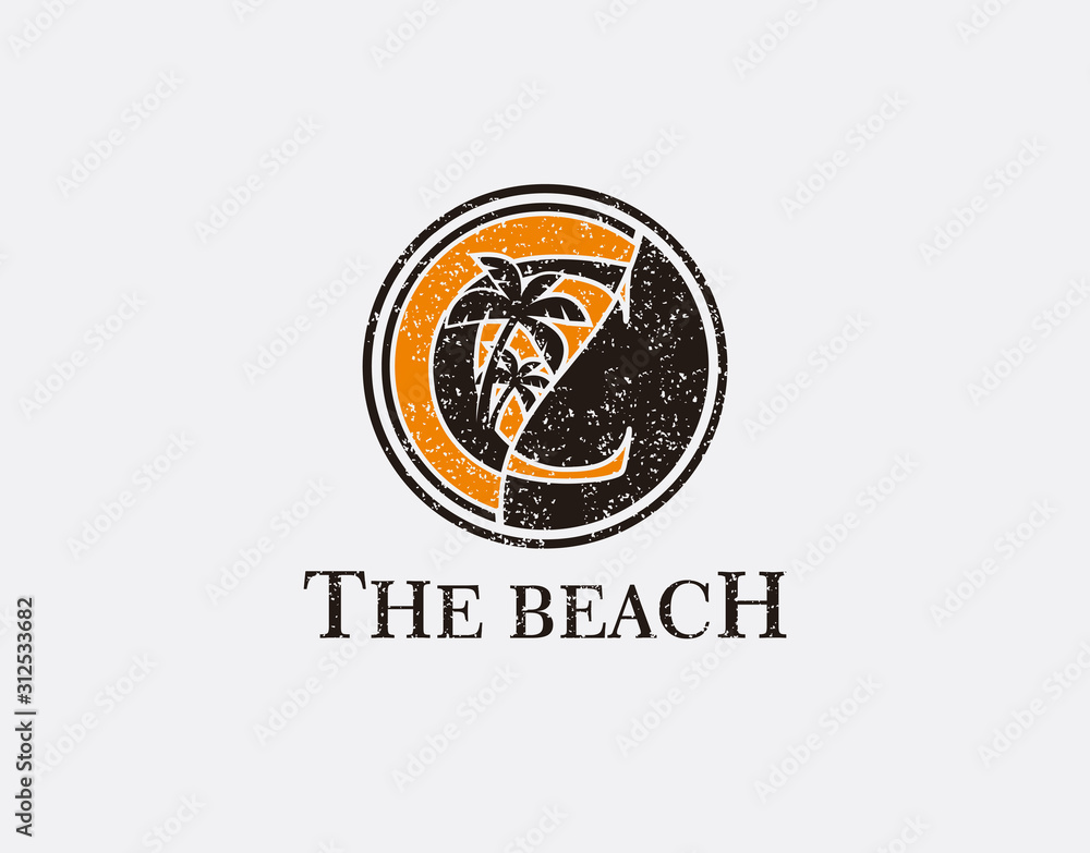 Fototapeta premium C Palm Beach Logo, Circle C Icon Logo