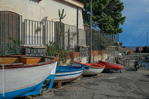colorful fishing boats in Catania, Sicily, Italy