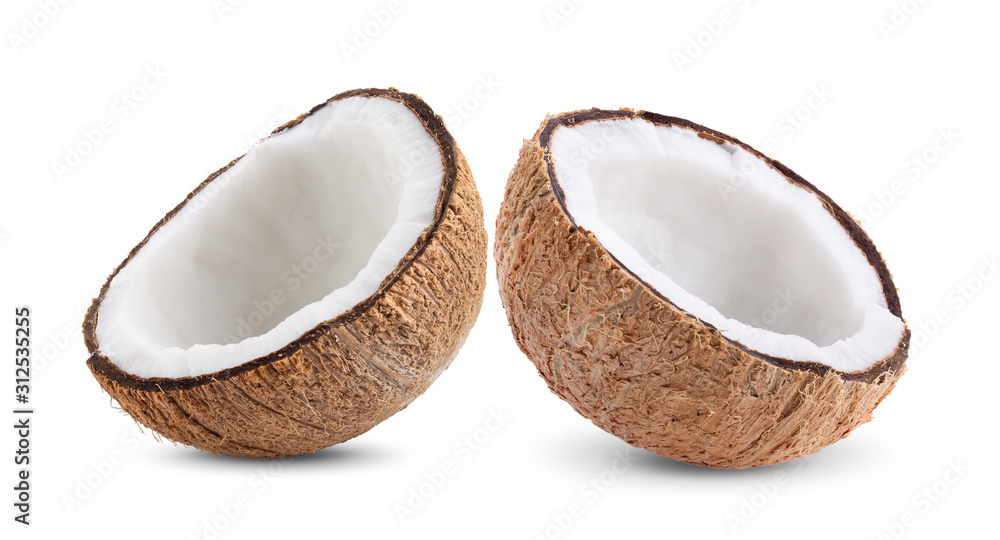 Coconut pieces isolated on a white background Coconut pieces isolated on a white background