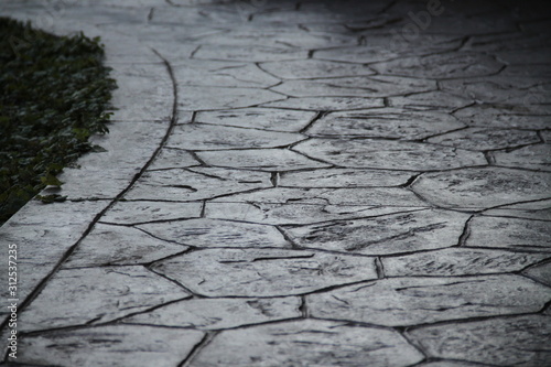 Grey printed concrete terrace floor