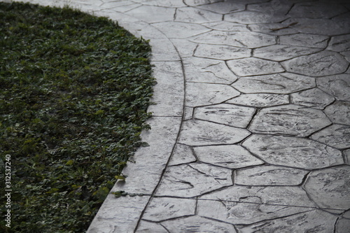 Grey printed concrete terrace floor