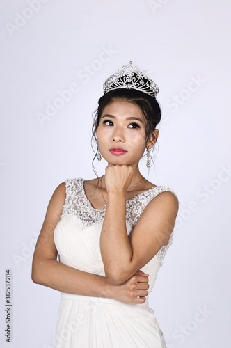 Portrait of young attractive chinese bride