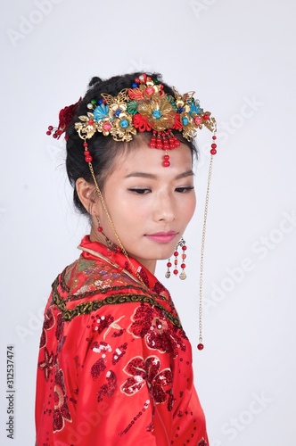 Young chinese woman wearing traditional costume