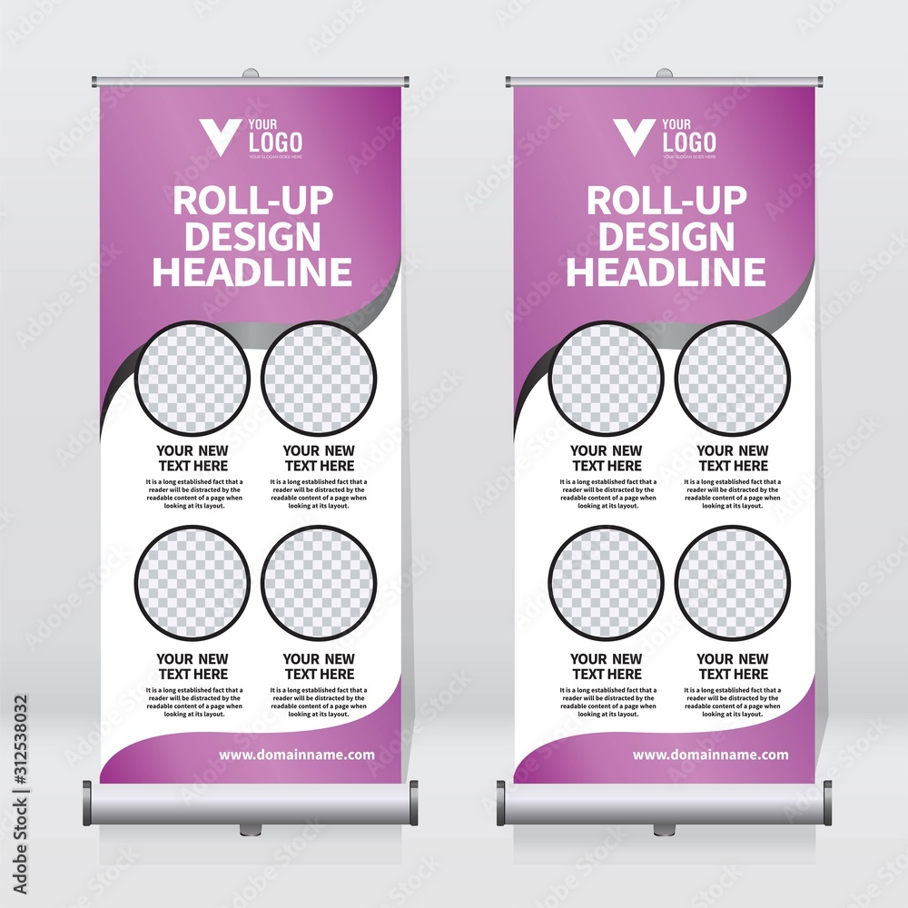 Roll up banner design template, vertical, abstract background, pull up ...
