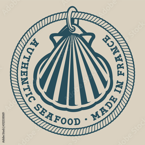 Vector illustration of a seashell in vintage style